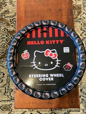Hello Kitty Black & Red Steering Wheel Cover with Character Pattern
